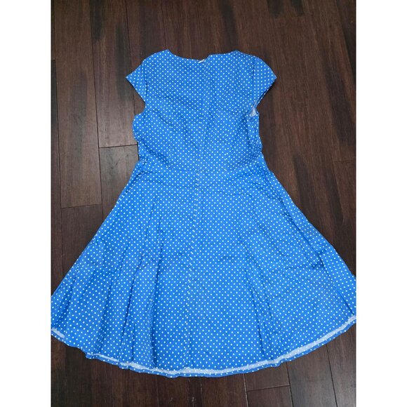 Dressy Star Blue Polka Dot Dress Swing Dress Fit & Flare Rockabilly Size 2XL - Picture 7 of 7